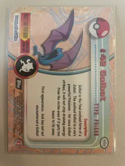 Golbat 2000 Pokemon Card Foil Topps TV Animation Card #42 Blue Logo NM - Image 2