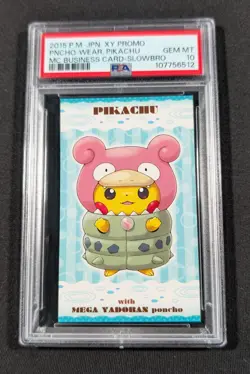 Pokemon Japanese Mega Slowbro Poncho Pikachu PSA 10 GEM MINT Business Promo Card - Image 1