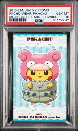 Pokemon Japanese Mega Slowbro Poncho Pikachu PSA 10 GEM MINT Business Promo Card - Image 3
