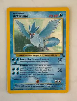 Articuno Holo Rare 2/62, 1999 Fossil, Pokemon TCG Raw Card - Image 1