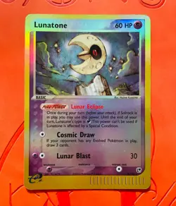 Pokemon 2003 EX Sandstorm 8/100 Holo Rare Lunatone e-card - Image 1