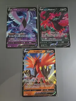 GALARIAN 3 CARD LOT ARTICUNO V 058/198, MOLTRES V 097/198, ZAPDOS V 080/198 NM - Image 1