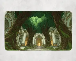 Radiant Forest Temple Magic Gathering Green Mana MTG Playmat - Image 1
