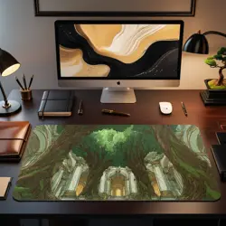 Radiant Forest Temple Magic Gathering Green Mana MTG Playmat - Image 2