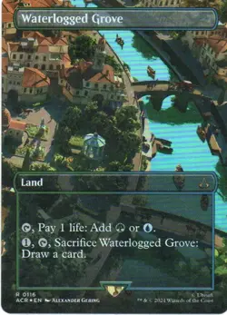 MTG: Assassin's Creed: Foil Borderless Waterlogged Grove: LP Condition - Image 1