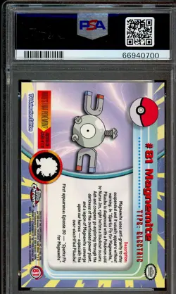 PSA 9 Mint Magnemite Pokemon T.V. #81 2000 Topps Chrome Pokemon - Image 2