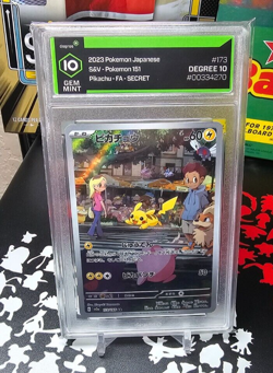 2023 DEGREE 10 Graded Pokemon Pikachu Art Rare AR 173/165 151 SV2a Japanese - Image 1