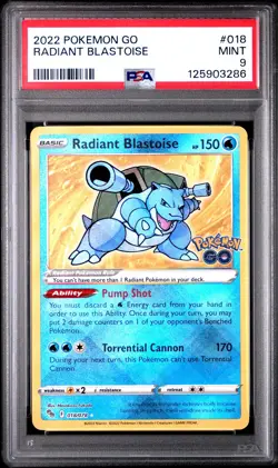 2022 POKEMON GO #018 RADIANT BLASTOISE PSA 9 - Image 1