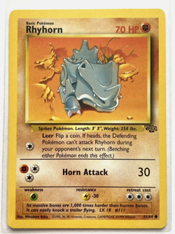 Rhyhorn Jungle 61/64 Regular Unlimited Common Pokemon TCG WotC 1999 NM LP - Image 1