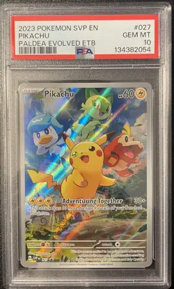 Pikachu Pokemon Paldea Evolved Elite Trainer Box Promo 027 PSA 10 - Image 1