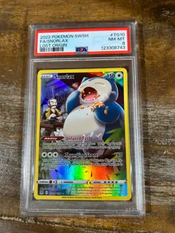 POKEMON 2022 Lost Origin Full Art SNORLAX #TG10 PSA 8 RARE - Image 1