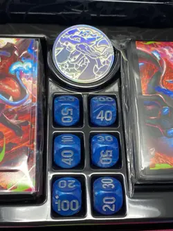 Mega Charizard X ex UPC Mat Accessories - Pokemon Play Mat, Dice, Sleeves, Box - Image 3
