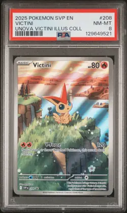 2025 POKEMON SVP EN-SV BLACK STAR PROMO #208 VICTINI PSA 8 - Image 1