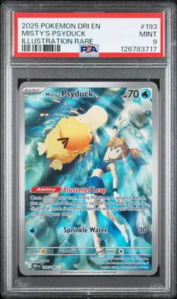 POKEMON 2025 EN-DESTINED RIVALS ILLUSTRATION RARE MISTY'S PSYDUCK 193/182 PSA 9 - Image 1