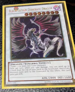 Yugioh Blackfeather Darkrage Dragon PGLD-EN017 Gold Secret Rare 1st Ed NM - Image 1