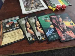 1999 Tomb Raider Collectible Card Game-160 Card Lot, Dice, Figures, Box & Manual - Image 5