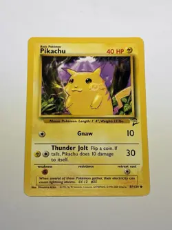 Vintage Pokemon Card 2000 Pokemon TCG Base Set 2 Pikachu Yellow Cheeks 87/130 LP - Image 1