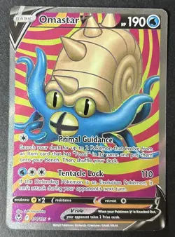 Omastar V 174/195 Silver Tempest Full Art Ultra Rare Holo Pokemon TCG Card NM - Image 1