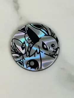 Pokemon Trading Card Games Espeon & Deoxys Silver Plastic Coin Japanese - Image 1