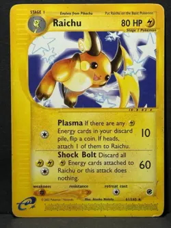 Pokemon TCG Raichu Expedition Base Set 61/165 Card, Regular Rare MP - Image 1