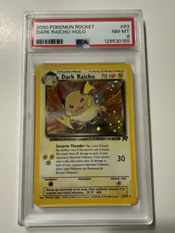 2000 Pokemon Rocket Dark Raichu Holo PSA 8 NM-MT Team Rocket #83/82 - Image 1