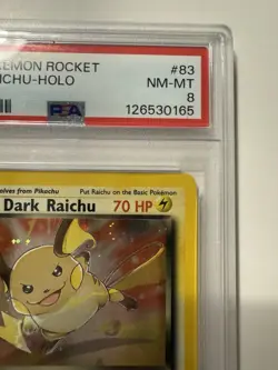 2000 Pokemon Rocket Dark Raichu Holo PSA 8 NM-MT Team Rocket #83/82 - Image 3