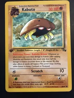 Pokemon TCG Kabuto Fossil 1st Edition Common Card 50/62 LP - Image 2