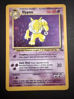 Pokemon TCG Hypno Fossil Holo Card 8/62 Unlimited Rare, LP Condition - Image 2