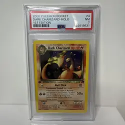 2000 POKEMON ROCKET 1ST ED #4 DARK CHARIZARD-HOLO PSA 7 - Image 1