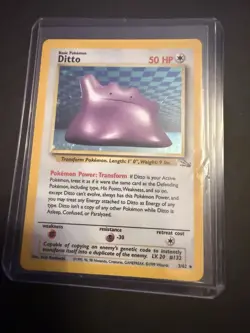 Pokemon TCG Ditto Fossil, Holo Unlimited Rare Card 3/62 HP - Image 1