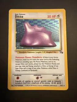 Pokemon TCG Ditto Fossil, Holo Unlimited Rare Card 3/62 HP - Image 2