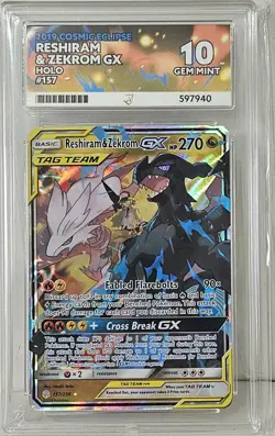 Pokemon TCG Reshiram & Zekrom GX Cosmic Eclipse SM 157/236 ACE 10 GEM MINT - Image 1