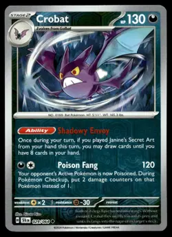 Crobat 29/64 Pokemon Card Shrouded Fable Uncommon 130 HP Rev Holo NM C62 - Image 1