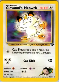 Giovanni's Meowth (74) Gym Challenge Common NM Pokemon 074/132 Unlimited - Image 1