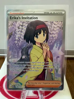 Pokemon Erika's Invitation Card 196/165 Scarlet & Violet 151 Holo MEW EN TCG - Image 1