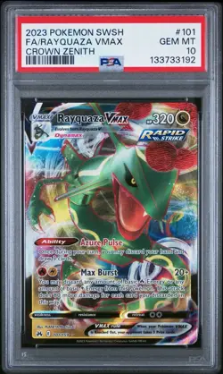 2023 Pokemon Sword & Shield Crown Zenith #101 Full Art Rayquaza Vmax PSA 10 - Image 1