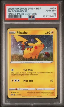 2020 SWSH BSP Pikachu-Holo PSA Gem MT 10 Black Star Promos 2020 Pokemon SWSH - Image 1