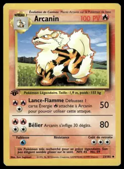 Pokemon Base Set Arcanin FRENCH #023/102 LP - Exact Card Shown - Image 1