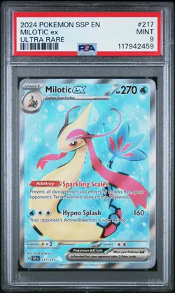 Pokemon Miltoic ex 217/191 Ultra Rare 2024 Surging Sparks PSA 9 Mint - Image 1