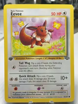 1999 Pokemon Jungle Eevee 51/64 Common 1st Edition NM/LP - Image 1