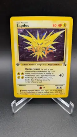 Pokemon TCG Zapdos Holo Rare Card 15/62 First Edition Fossil - Image 1