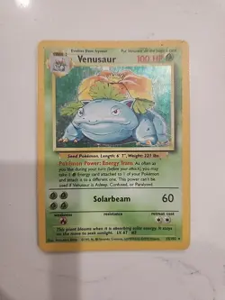 Pokemon TCG Venusaur Base Set Holo Unlimited Rare Card 15/102 1999 Medium Damage - Image 1