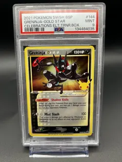 2021 POKEMON SWSH CELEBRATIONS ETB PROMO #144 GRENINJA GOLD STAR PSA 9 - Image 1