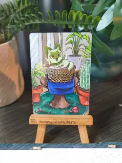 sprigatito X1 Altered Art Hand Painted pokemon cards - Image 1