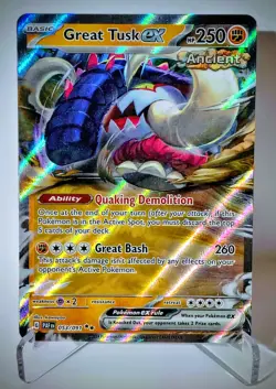 Great Tusk ex Double Rare SV: Paldean Fates 053/091 Pokemon Card TCG - Image 1