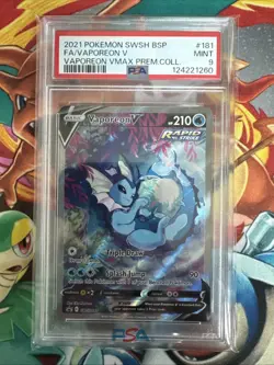 2021 Vaporeon V SWSH181 Premium Collection Promo Full Art Pokemon PSA 9 - Image 1