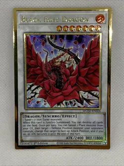 YU-GI-OH! Black Rose Dragon Super Rare Gold / Error Card MGED-EN026 NM - Image 1