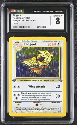 CGC 8 Pidgeot 1999 Jungle 1st Edition 8/64 Holo Pokemon Card - Image 1