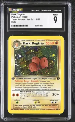CGC 9 MINT Dark Dugtrio Team Rocket 1st Edition 6/82 Holo Pokemon Card - Image 1