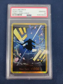 One Piece Don Card Zoro PRB01 Premium Booster Gold Frame 2024 PSA 10 - Image 1